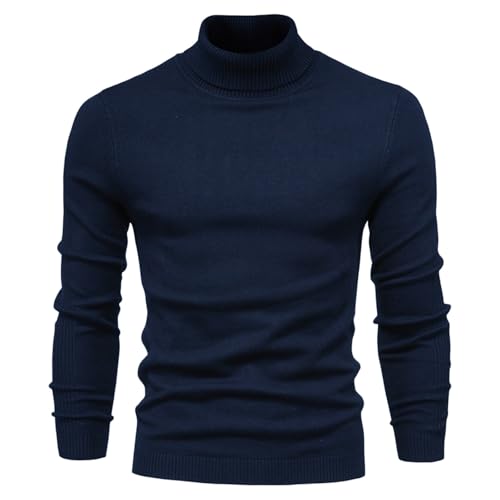 Men's Sweater Mock Neck Long Sleeve Slim Fit Fall Sweater Casual Thermal Sweater Lightweight Knitted Pullover Sweater
