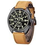 SAPPHERO Herrenuhr Quarzuhr Analog mit Lederarmband Klassische Herren-Businessuhr Anzeige mit arabischen Ziffern einfache Lesbarkeit modische Freizeituhr mit Chronographfunktion