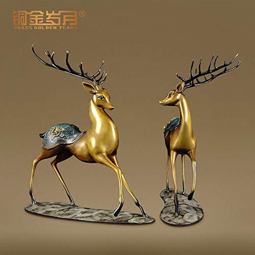 Amazon.co.jp: ブロンズとゴールドの年銅の鹿の装飾Fulu工芸品新しい