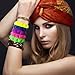 Xanight Gothic Square Pyramid Rivets Spike Elastic Bangle Bracelets,Hip Hop Party Rock Boho Women Wristband,Fashion Stretch Punk Jewelry Neon Colors Optional (Neon Yellow)