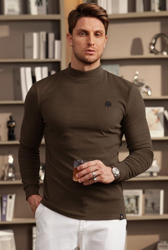 Image of Herberton Mens Mock Turtleneck Shirts Thermal Fleece Casual Undershirt