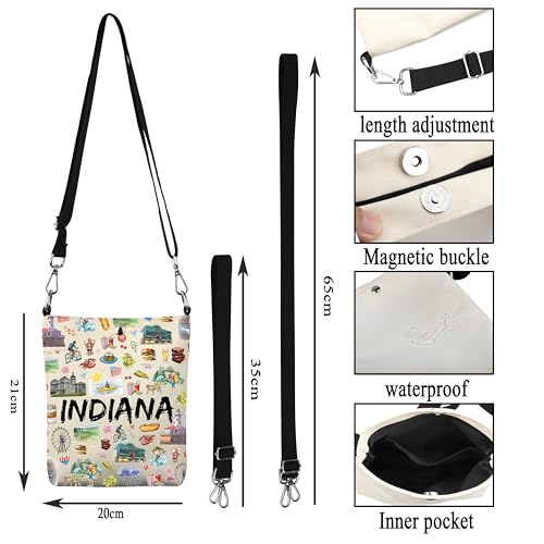 G2TUP Indiana State Souvenir Indiana Travel Crossbody Bag Indiana Home Travel Bag Indiana Tourism Gift Indiana Vacation Gift3
