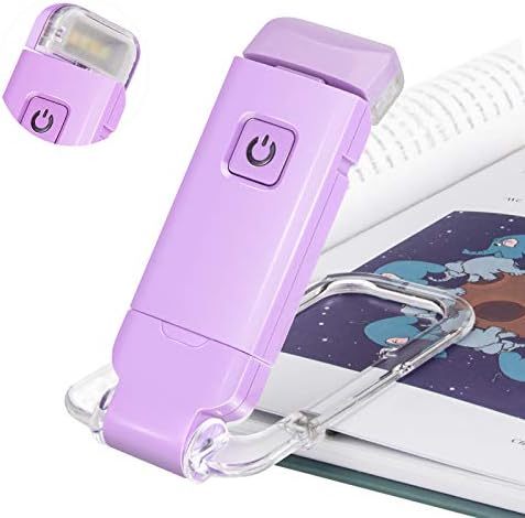 BIGMONAT Book Reading Light USB Rechargeable Bookmark Light LED Clip on Book Lights Reading Lights for Books in Bed Small Book Light for Kids 2 Brightness Adjustable for Eye Protection Violet