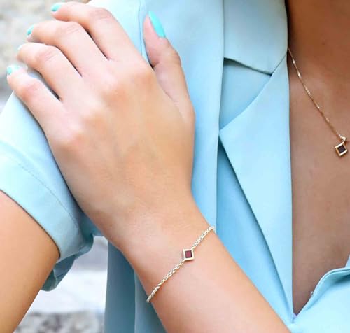 Smallest Nano Bible Christian Charm Bracelet - Tiny Square Rhombus for Women with Entire KJV New Testament Holy Scriptures on 0.2" Microchip, Religious Jewelry for Her, 6.5+2" Extension2