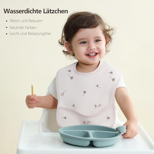 Susurration Baby Lätzchen Wasserdicht Ltzchen 3 Stück Kleinkind Fütterlätzchen Mit Auffangschale Waschbar Sabberlätzchen für Jungen und… – Ansicht 2