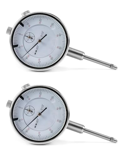 Indicateur de cadran QWORK 0-2,5 cm lot de 2 avec résolution 0,001 pouce et dos interchangeable