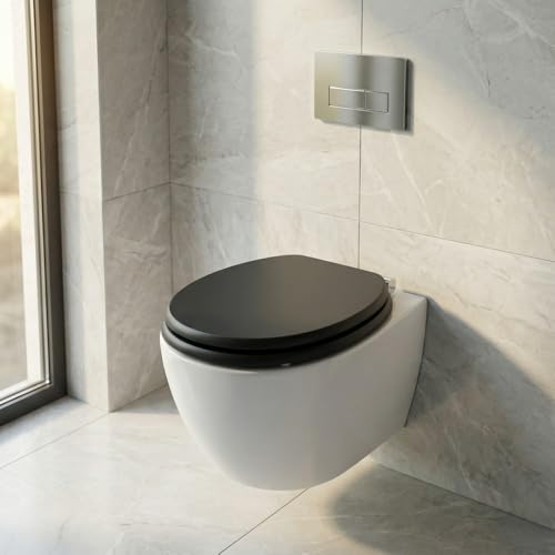 Abattant WC robuste SINOBATH en MDF noir avec frein de chute durable