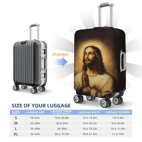 Jesus Christ Clasped In Prayer Elastic Travel Luggage Covers Dustproof Scratch-Resistant Suitcase Protector Fit 22-24 Inch4