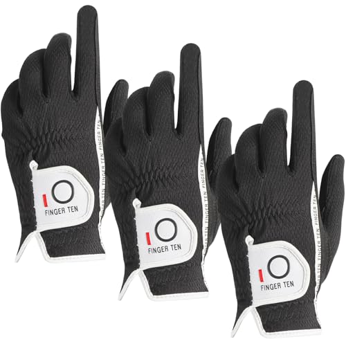 ゴルフグローブ メンズ 3枚セット スウェード調合成皮革 破れにくい 繊維布 メッシュ素材 通気 速乾 耐摩擦性 マジックテープ 多機能 全天候型 ゴルフ用手袋 DAKX-022