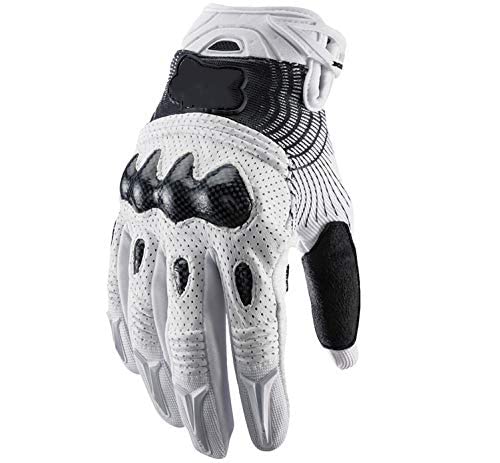 Q_STZP Gant Gants mitaine Étui en Fibre de Carbone pour Moto Gants pour Moto Gants pour Moto à Coque Dure Gants de Ski de Fond extérieurs Gants d'équitation, Blanc, L