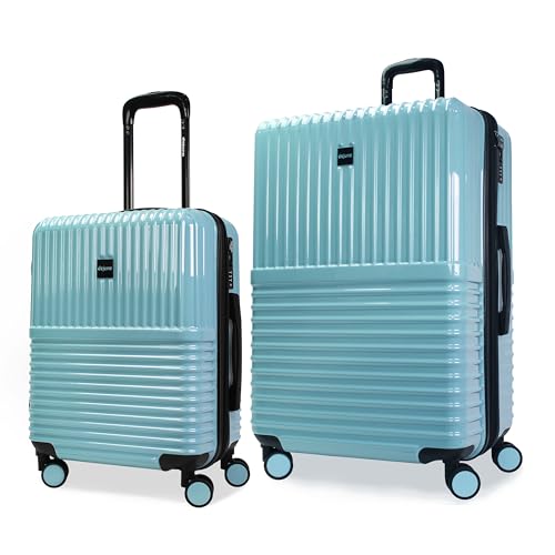 World Traveler Dejuno Tonal Lightweight Polycarbonate Hardside Expandable Spinner Luggage Suitcase with TSA Lock, Glacier, 2-Piece Set(20in,28in)