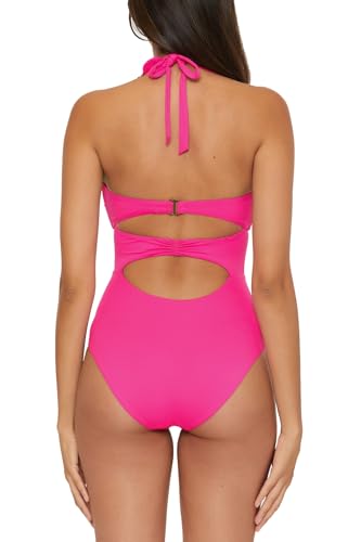 Soluna Swim Women's Standard Buckle Up One Piece Bandeau Swimsuit with Cut Out Neckline and Removable Cups, Bathing Suits3