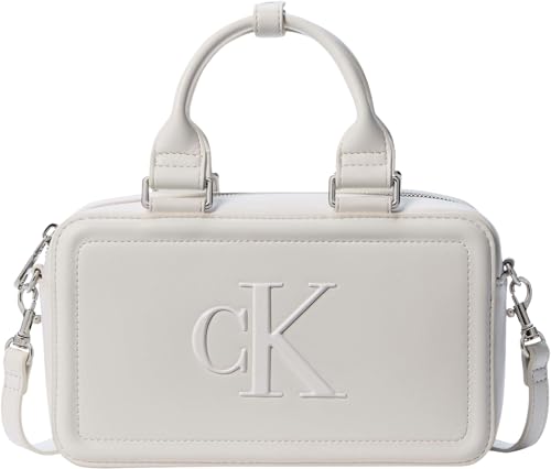 Calvin Klein Bold CK Bauletto Crossbody Lv04f3411g, Crossover Femme, White (White Alyssum), Taille...