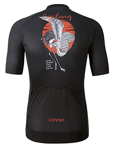 Maillot cyclisme respirant CATENA manches courtes noir séchage rapide S