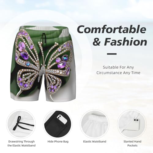 Short de bain de luxe pour homme avec strass papillon et compression - 5