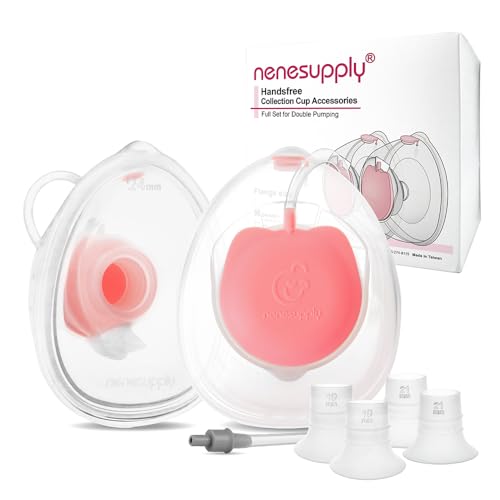 Image of Nenesupply Handsfree Wearable Breastmilk Collection Cups Compatible with Elvie Stride Stride 2 Breast Pumps. 24mm Silicone Flanges Pump Parts Accessories 19mm 21mm Inserts