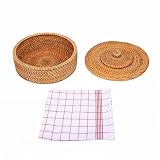 Tissting Tortillakorb Aus Rattan Handgeflochten Mit Deckel Und Tuch