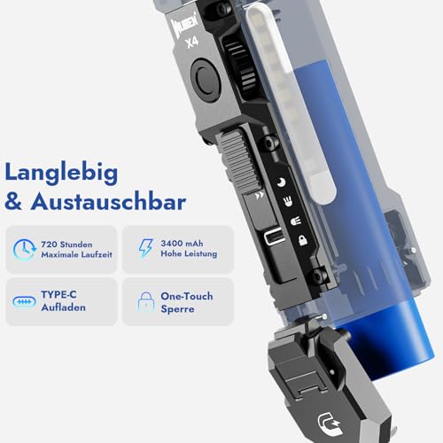 Wuben X4 Mini LED Taschenlampe mit RGB Licht und 1500 Lumen