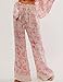 AINAC Women Satin Pajamas Set 2 Piece Western Cowgirl Silk Pjs Long Sleeve Floral Pjs Wide Leg Pants Button Down Loungewear Pink
