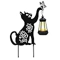 Yard Decorations, Black Metal Cat Stake with Solar Light for Outdoor, Cat Garden Decor, Garden Decoration, Cat Silhouette, Outdoor Solar Decorative for Garden, Lawn, Yard