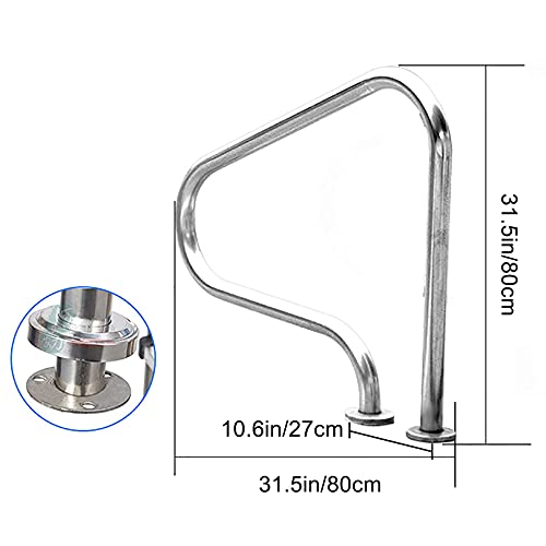 Barandal para piscina de acero inoxidable 80x80 cm miniatura 2