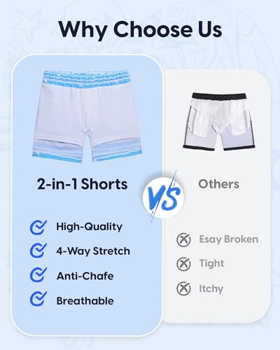 Image of maamgic Boys Swim Trunks with Compression Liner Quick Dry Swim Shorts Anti-Chafe Boy Bathing Suit