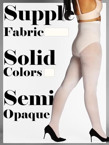 Image of HONENNA Semi Opaque Silky Women Pantyhose Tights, 20+ Colors Invisibly Toe Reinforced 60 Den Size A-E