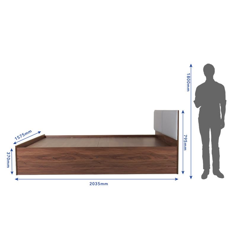 Image of Amazon Brand - Solimo Double Bed, Queen Size, Lush Design 1 Upholstery, Comfortable Seating Height, Non-Woven Base, Walnut Colour (Melamine Finish) (Dark Brown) - 1 Year Warranty