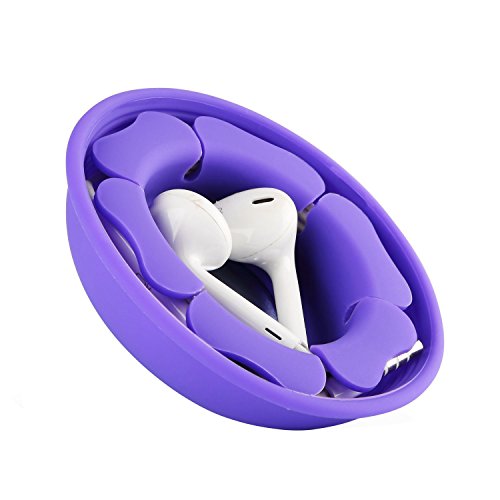 Earbud Case Holder, Mairui Earphone Case Wrap Earbuds Nest Tangle Free Silicone Magnetic Organizer (Purple) #TOP6