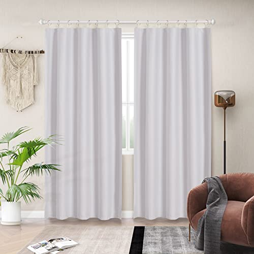 Melodieux - 2 cubiertas térmicas opacas al 80 %, para cortinas de 137 cm, color blanco grisáceo, con trabillas y anillas, 127 x 127 cm (ancho x largo)