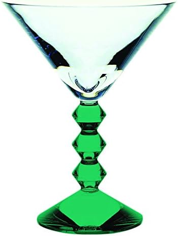 TableTop King Baccarat Vega Martini Ruby Martini Glass - Stem Color Emerald Green - Additional Vibrant Colors Available