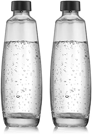 Sodastream Carafe en Verre pour Machine à Eau Pétillante Duo, Transparente, Bouteille en Verre Compatible Lave-vaisselle, 1 L (Lot de 2)
