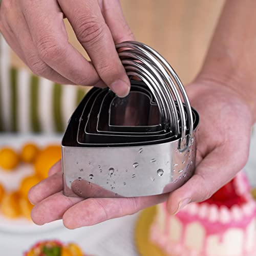 Huinf Cookie Cutter Set, Stainless Steel 5 Pieces Heart Biscuit Cutters With Handle,Professional Heart-Shaped Pastry Cutters For Pastries Doughs Doughnuts #TOP1