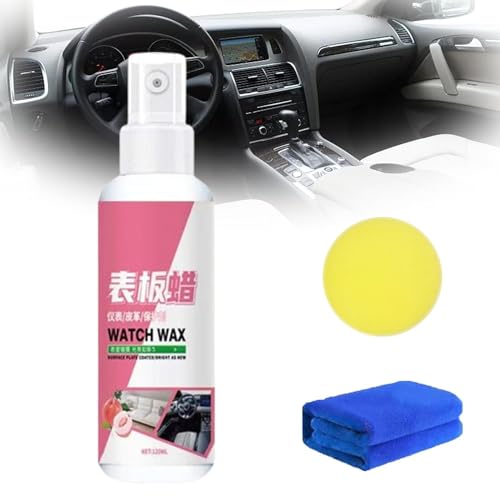 Spray de cera para el cuidado del salpicadero del coche, 120 ml, plástico para el interior del...