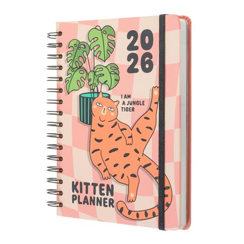 Grupo Erik Agenda 2026 Semana Vista A5 Meow Meow - Agenda semanal Anual gatos : Incluye Pegatinas, Marcapáginas, Ilustraciones y Planificador mensual