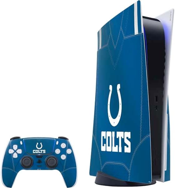 Skinit Decal Gaming Skin Compatible with PS5 Bundle - Officially Licensed NFL Indianapolis Colts Team Jersey Design