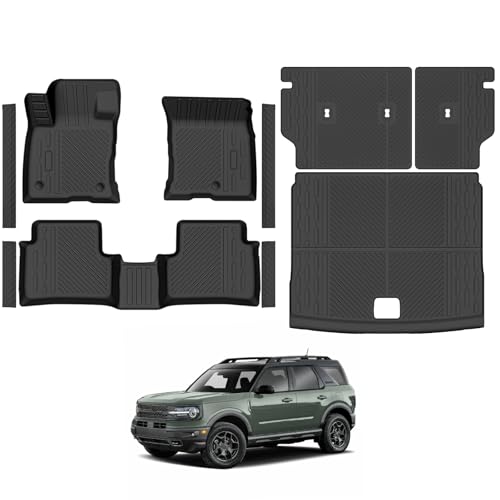 NQOQN Custom Fit Floor Mats for Ford Bronco Sport 2021-2025 2026 (Not for Bronco or 4 Door) All Weather TPE Floor Liners & Trunk Mat & Backrest Mats & Door Sill Guard Full Set Interior Accessories