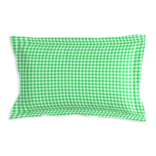 Image of MORADO Glace Cotton Flat Bedsheet for Single Bed with Zipper Pillow Cover, Soft Breathable Comfortable Bedding Sheet for Bedroom Home Hotel Use 60x90 Inches,Yellow Floral,Green Check