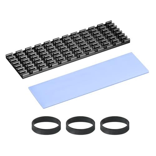 PATIKIL M.2 2280 Nvme SSD Heatsink 70x22x3mm, Radiator Cooler Aluminum Heat Sink Cooling Fin with Thermal Pad/Tape/Rubber Ring for Laptop Electronics CPU Led, Black