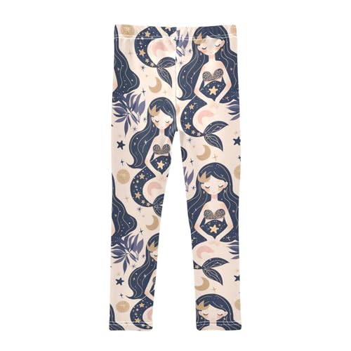 Mermaid Girls' Leggings Toddler Doodles Moon Stars Leaves Kids Yoga Pants Dance Active Tights 4T2