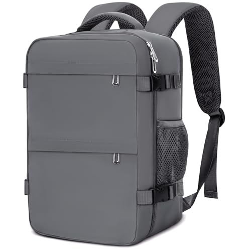 Cmezevi Mochila Viaje Cabina Avion 40x20x25, Mochila de Cabina para Ryanair, Maletas de Viaje Cabina, Travel Backpack, Mochila Portatil Hombre Mujer, Equipaje de Mano Bolso Mochilas 20L - Gris Oscuro