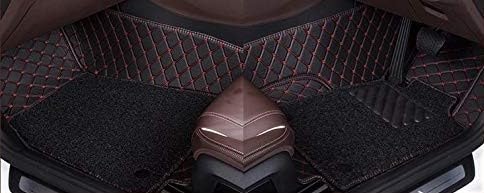 Image of KA10 7D Car Floor Mat for BYD Atto 3 All variants | Custom Fitted | Premium PU Leather | 100% Waterproof, Zero-Dust, Shield Your Car Floor | Full Set with Grass | (Black with Red)
