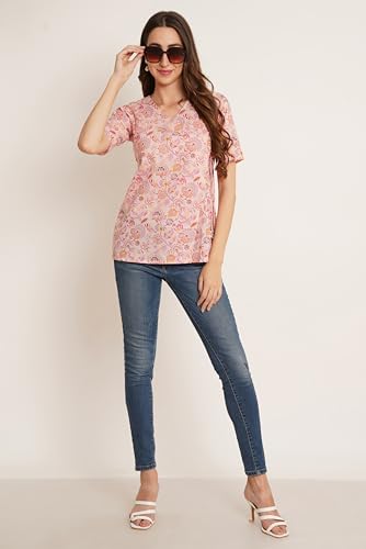 Image of COTLAND Fashions Jaipuri Cotton Angrakha Style Top for Women (Partial Open)