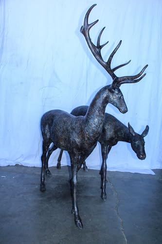 Par de estatuas de ciervo en bronce tamaño natural miniatura 4