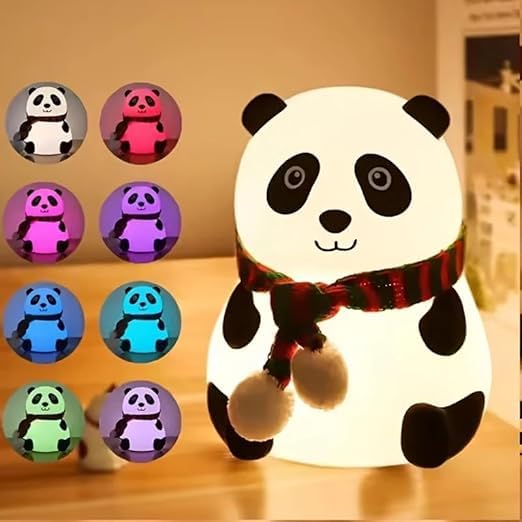 NEUGENZ Cute Panda Night Light, Squishy Lamp for Kids, 7 Color Changing Bedside Lamp for Baby Nursery, Animal Night Light for Bedroom for Girls Boys Toddler Baby(Panda) - Silicone, Led, White
