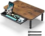ETHU Monitor Stand for Desk, 3 Height Adjustable Computer Monitor Riser with Storage Drawer, Wood Computer Monitor Stand for Office and Home, Ergonomic Desk Stand for Printer, Laptop, PC (Walnut)