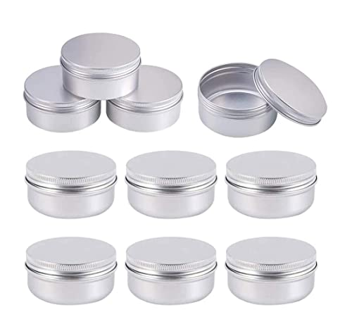 MaoNativey 10pcs 50ml Pot en Aluminium Argenté avec avec Couvercle Petite Boîte Métale Cosmétique Vide Conteneurs Rondes pour Échantillon Conteneurs de...