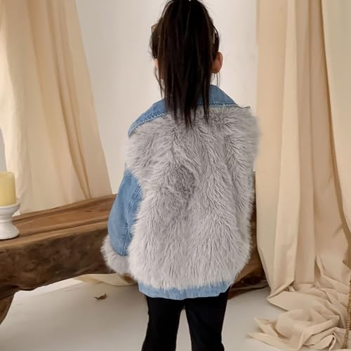 Girls Open Front Cardigan Faux Fur Coat Warm Fuzzy Trendy Winter Parka Shaggy Party Outerwear Jackets 1-10 Years3