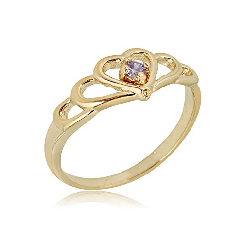 AVORA 10K Yellow Gold 2mm Birthstone Ring - All 12 Months - Main Image