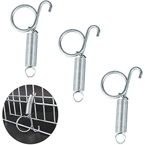 Dong Huang 4pcs 75mm Metal Finger Spring Latch Hook, One-Handed Cage Door Spring Hooks, Large Cages Lock for Fixing Pet Cage Door,Bunnies, Rodents, Hamsters, Squirrels, Birds Cages Hook Cover